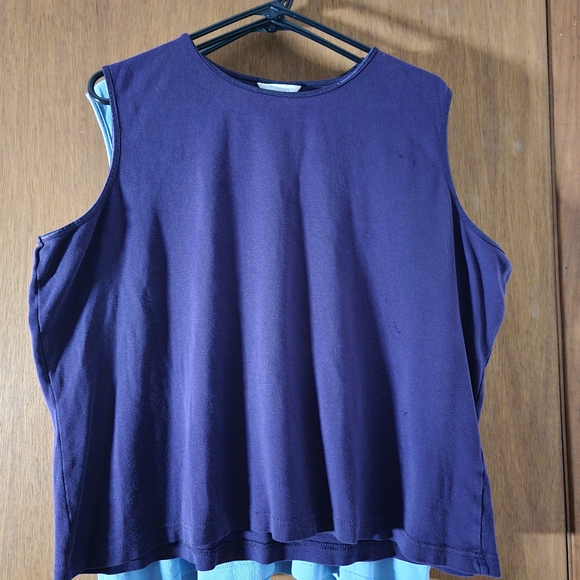 CJ Banks Set Of 2 Navy & Purple Tank Tops 100% Cotton Womens Plus Size 1X - Picture 2 of 6